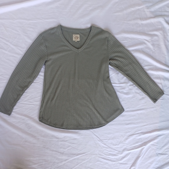 Chaser Women's Long Sleeve Waffle Knit Thermal Top Green Size Large - Picture 11 of 14
